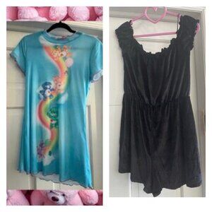 March Move Out Sale! Lightly Worn L Care Bear Dress & M Black Velvet Romper